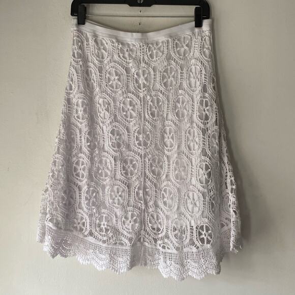 Vintage White Cotton Lined Crocheted Midi Skirt SZ PM Y2K Peasant Cottage‎ Boho - Picture 9 of 9
